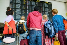 Brussels Airport terminal reizigers vertrekbord